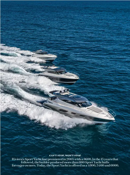  ??  ?? Longtime Riviera CEO Wes Moxey founded Belize Yachts. Today, Riviera offers the Belize line.