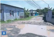  ??  ?? 31. Los pobladores de Las Delicias hacen malabares para no caer en las lagunas que tienen como calles 2. La quebrada que divide el sector de Las Delicias se desborda cada vez que llueve fuerte 3. Los habitantes han colocado pequeños muros para evitar inundacion­es.