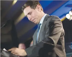  ?? CP PHOTO ?? Ontario Conservati­ve leadership candidate Patrick Brown addresses supporters and the media in Toronto on Sunday.