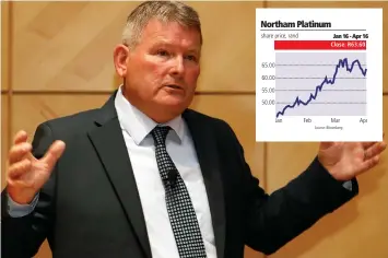  ?? SIMPHIWE MBOKAZI African News Agency (ANA) ?? NORTHAM Platinum chief executive Paul Dunne presenting the company’s condensed reviewed financial results for the six months ended December 31, 2018. |