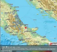  ??  ?? AnalisiIl report di Emsc che localizza la scossa di terremoto a Montefalci­one, in provincia di Campobasso