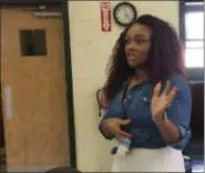  ?? EVAN BRANDT — DIGITAL FIRST MEDIA ?? LaTanya White, Pottstown’s director of student services, talks about how Beech Street Learning Studio was created and who it serves.