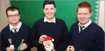  ??  ?? Students at St. Brigid’s School, Eoin McBride, Kevin Meenan and Andrew Nairn who have created Christmas gifts which will be for sale at the St. Brigid’s School pop-up stand in The Marshes Shopping Centre on Friday, December 7th from 10am - 2pm. Picture by Aidan Dullaghan/Newspics