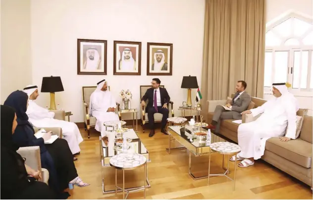  ?? ?? ↑
Officials of Sharjah Chamber during a meeting with Romanian delegation.