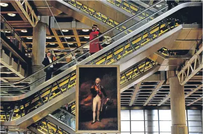  ?? Picture: Press Associatio­n. ?? A portrait of Lord Nelson hangs in the Lloyd’s of London building.