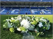  ??  ?? A wreath laid at the King Power Stadium