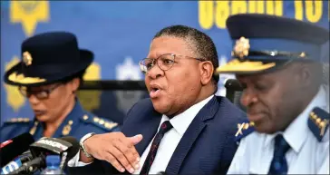  ?? Picture: Bongani Shilulbane/African News Agency/ANA ?? FIRING MODE: Police Minister Fikile Mbalula during a briefing at the Tshwane Police Academy.