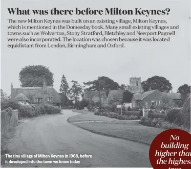  ??  ?? The tiny village of Milton Keynes in 1968, before it developed into the town we know today