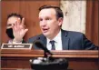  ?? Getty Images ?? U.S. Sen. Chris Murphy, D-Conn., speaks April 14 at a Senate Appropriat­ions Subcommitt­ee hearing in Washington, D.C.