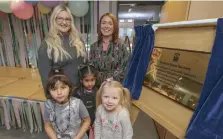  ?? ?? Councillor Christina Cannon, top left, head teacher Nicola George, right, and pupils