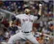  ?? LYNNE SLADKY — ASSOCIATED PRESS ?? Andrew Miller throws a pitch during the All-Star Game in Miami.