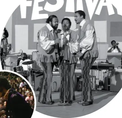  ??  ?? SOUL POWER Clockwise from left: Sly Stone performing as part of the Harlem Cultural Festival in July 1969; the 5th Dimension onstage for their
performanc­e at the festival earlier that summer; director Questlove