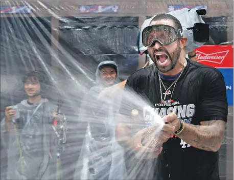  ?? Wally Skalij Los Angeles Times ?? MATT KEMP has sprayed plenty of bubbly this postseason but for him to do it after clinching a World Series title would be much sweeter.