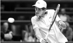  ?? — AFP photo ?? France’s Pierre-Hughes Herbert returns a ball during his first round match against Spain’s Feliciano Lopez during the ABN AMRO World Tennis Tournament.