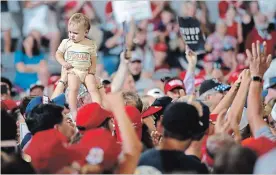  ?? CAROLYN KASTER THE ASSOCIATED PRESS ?? Video of the rally in Greenville, N.C. shows the president pausing his remarks, appearing to drink in the uproar as the crowd chanted, ‘send her back’.