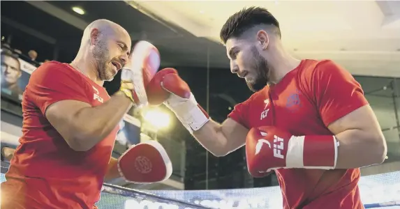  ??  ?? Sunderland’s Josh Kelly in training at a public workout in Manchester. The rising star of British boxing takes on Argentinia­n Walter Fabian Castillo tomorrow night.