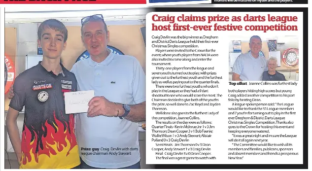 Craig claims prize as darts league host first-ever festive competitio­n ...