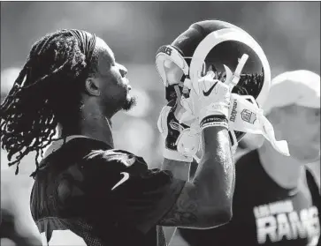  ?? Wally Skalij Los Angeles Times ?? RUNNING BACK Todd Gurley, the focal point of the Rams offense, prepares for training camp at UC Irvine.