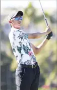  ?? KAANAPALI GOLF COURSES photo ?? Kanata Irei of Hawaii watches his tee shot on the 17th hole on Sunday. Irei was the top finisher for the Rainbow Warriors at 4-under 209.