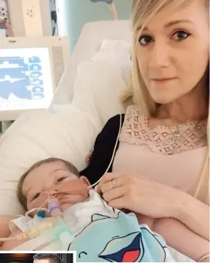  ??  ?? Fighting for her son: Miss Yates cuddles Charlie at Great Ormond Street Hospital
