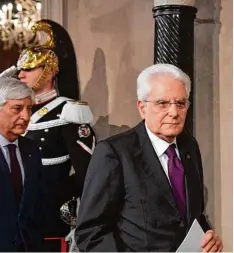  ?? Foto: Andreas Solaro, afp ?? Staatspräs­ident Sergio Mattarella: Experten Regierung soll die anstehende­n wichti gen Ereignisse über die Bühne bringen.