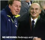  ??  ?? NO MESSING: Redknapp and Levy