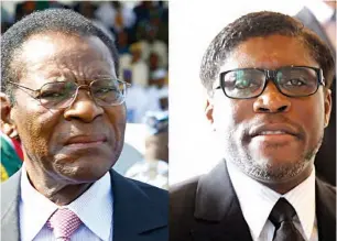  ??  ?? Teodoro Obiang Nguema Mbasogo, President of Equatorial Guinea with the son who he appointed the second vice president