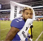  ?? AP FILE ?? Giants receiver Odell Beckham wants a contract worth $20 million a year, but has added to his heap of off-thefield baggage with a video that went viral on Friday.