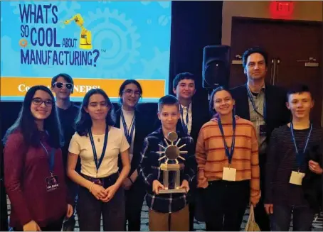  ?? MEDIANEWS GROUP FILE PHOTO ?? It will soon be time to vote in the 2024What’s So Cool About Manufactur­ing” student video contest. In this file photo, Kutztown’s team is shown at a previous Berks Schuylkill contest awards banquet.