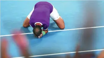  ?? ?? Rafa, instantes después de ganar la final del Open de Australia a Medvedev
