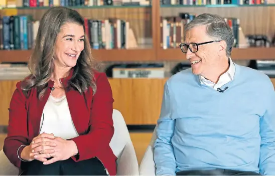  ??  ?? PARTING COMPANY: Microsoft billionair­es Melinda and Bill Gates are divorcing after 27 years of marriage.