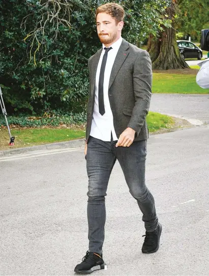  ??  ?? Jacket and jeans: Danny Cipriani on his way to his RFU disciplina­ry hearing