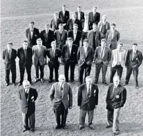  ??  ?? Survivors: The remaining Manchester United officials and players, pictured soon after the Munich air crash. Jimmy Murphy is in the front row, second from the right