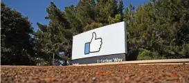  ?? (AFP) ?? The Facebook ‘like’ sign is seen at the platform’s corporate headquarte­rs campus in Menlo Park, California