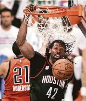  ?? Brett Coomer / Houston Chronicle ?? Rockets center Nene averaged 9.1 points and 4.2 rebounds in just 17.9 minutes per game in this past regular season.