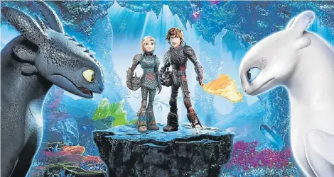  ??  ?? LOVE IS IN THE AIR: Vikings Hiccup and Astrid return in the animated fantasy adventure ‘How to Train Your Dragon: Hidden World’