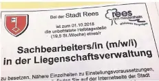  ??  ?? Auch Rees hat die neue Form der Ausschreib­ungen übernommen, um rechtssich­er zu sein.