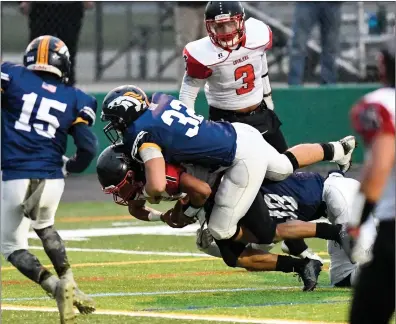  ?? File photo by Jerry Silberman / risportsph­oto.com ?? The Burrillvil­le football team experience­d plenty of success in the last decade, but there wasn’t a more heart-stopping victory than the Broncos’ last-second comeback victory over Juanita Sanchez in the 2017 Division III Super Bowl.