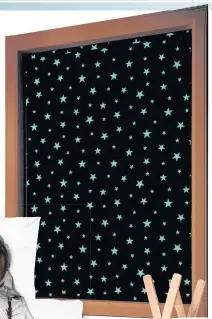  ??  ?? Starry night glow roller blind, right, from £32.62, available from English Blinds