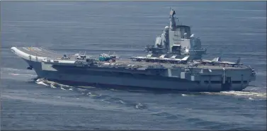  ?? REUTERS ?? File photo of China’s aircraft carrier Liaoning departing Hong Kong, China, on 11 July 2017.