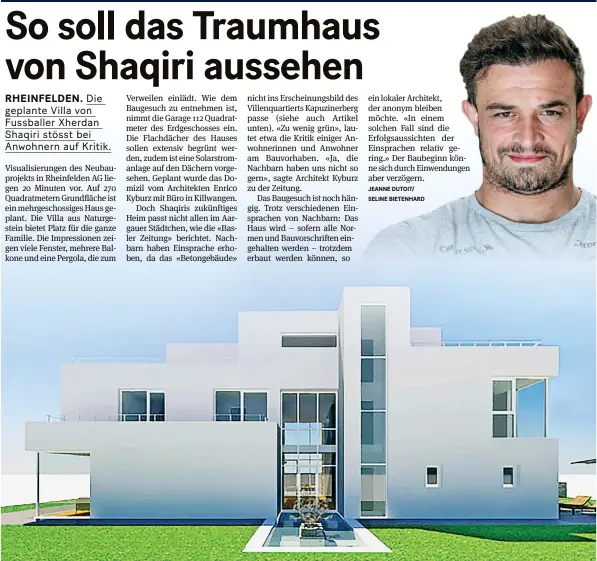  ?? KYBURZARCH­IMMO.CH/FRESHFOCUS ?? Visualisie­rungen zeigen, wie Nati-fussballer Xherdan Shaqiri (oben) in Rheinfelde­n AG wohnen möchte.