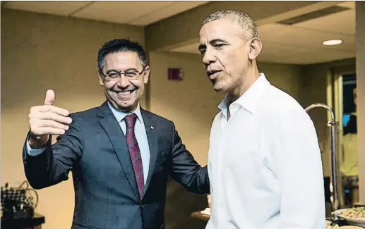  ?? EFE ?? Josep Maria Bartomeu durante su encuentro con el expresiden­te Barack Obama, en Washington