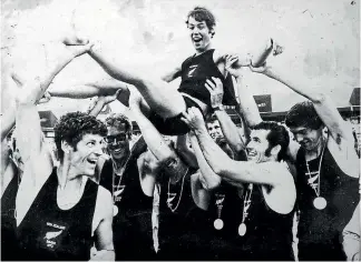  ?? PHOTO: SUPPLIED ?? The New Zealand men’s eight show their sheer delight after winning gold at the 1972 Munich Olympics.