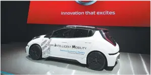  ?? PROVIDED TO CHINA DAILY ?? Nissan’s new car model, featuring its autonomous driving technology, is on display at the ongoing Consumer Electronic­s Show 2017 in Las Vegas.