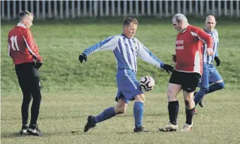  ??  ?? Over 40s football action between Sunderland Willow Pond and Hartlepool Veterans.