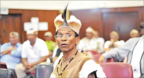  ?? Picture: BHEKI RADEBE ?? FIRST PEOPLE: Chief Autshumao Francisco McKenzie made a submission at the SA Human Rights Commission hearing yesterday.