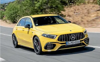  ??  ?? Mercedes-AMG's new A 45 gets extra chassis reinforcem­ent over the standard A-class, making it an even sharper thing.