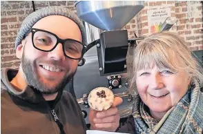  ?? ?? Piece of cake Stuart Jamieson, pictured with Jean Miller, will serve the winning cupcakes in his Fower roastery