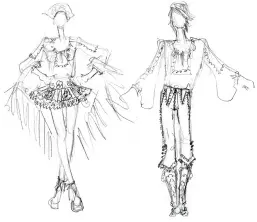  ??  ?? Costume Sketch: Anna Sui for the Edwaard Liang world premiere ballet