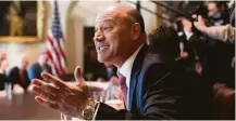  ?? Tom Brenner / New York Times ?? Gary Cohn, who has been the chief economic adviser for President Donald Trump, speaks in a trade meeting on Feb. 13.